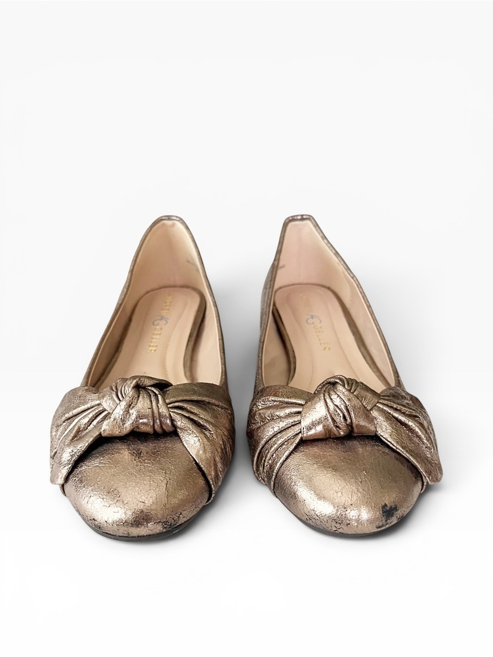 Andrew Geller Shoes Womens Sz 7.5M Philana Ballet Flats Metallic Slip On Comfort